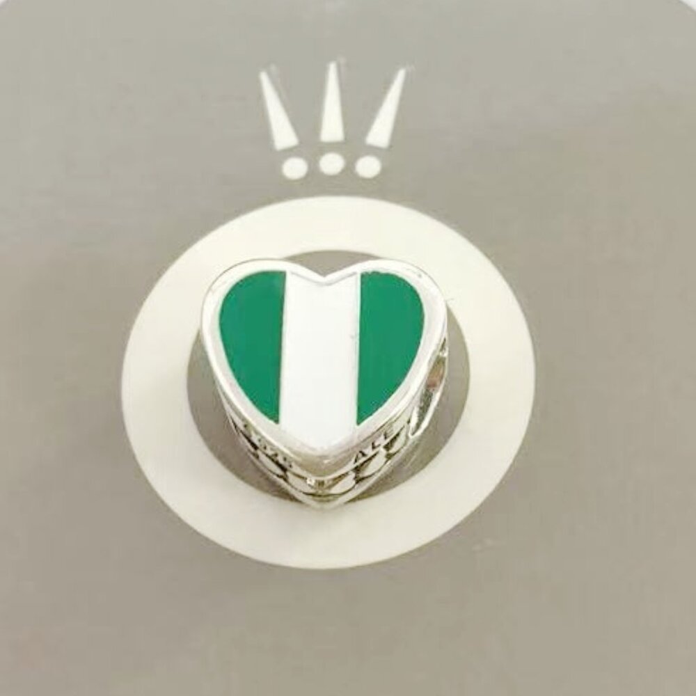 Pandora Nigcria Flag Heart Charm